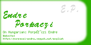 endre porpaczi business card